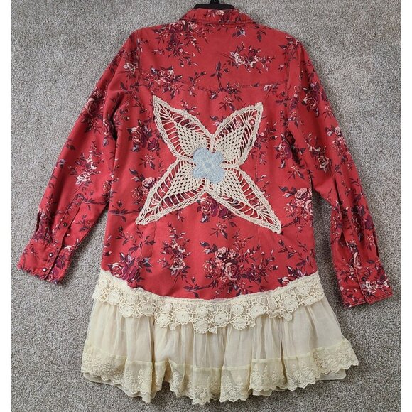 OOAK Magnolia Boho Indie Upcycled Art Jacket Western Country Gypsy Chic Women M - Picture 2 of 16